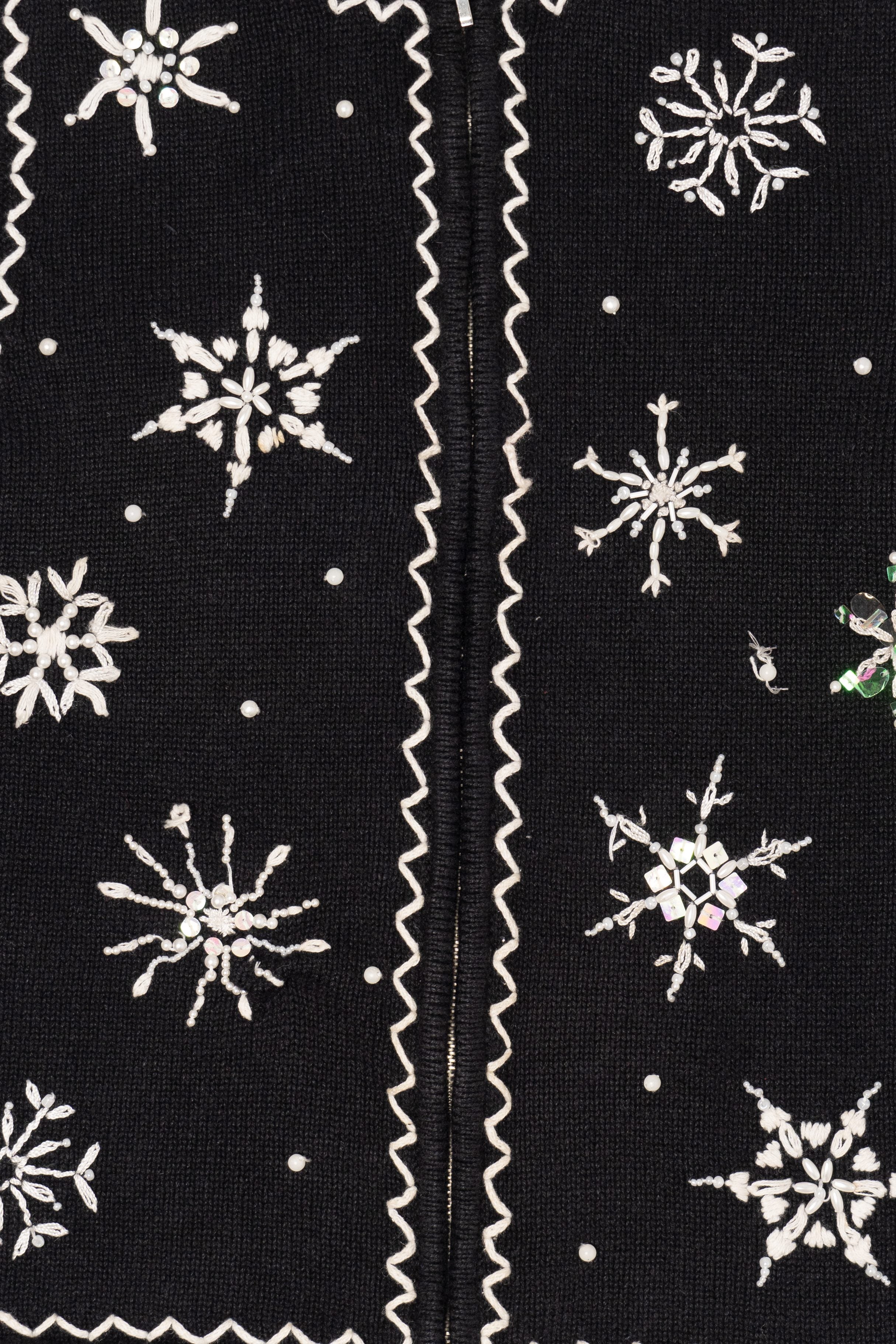 Vintage Black Mercer Street Studio Snowflakes Ugly Christmas Vest (2000s)
