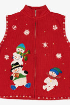 Vintage Red Mercer Street Studio Snowmen Ugly Christmas Vest