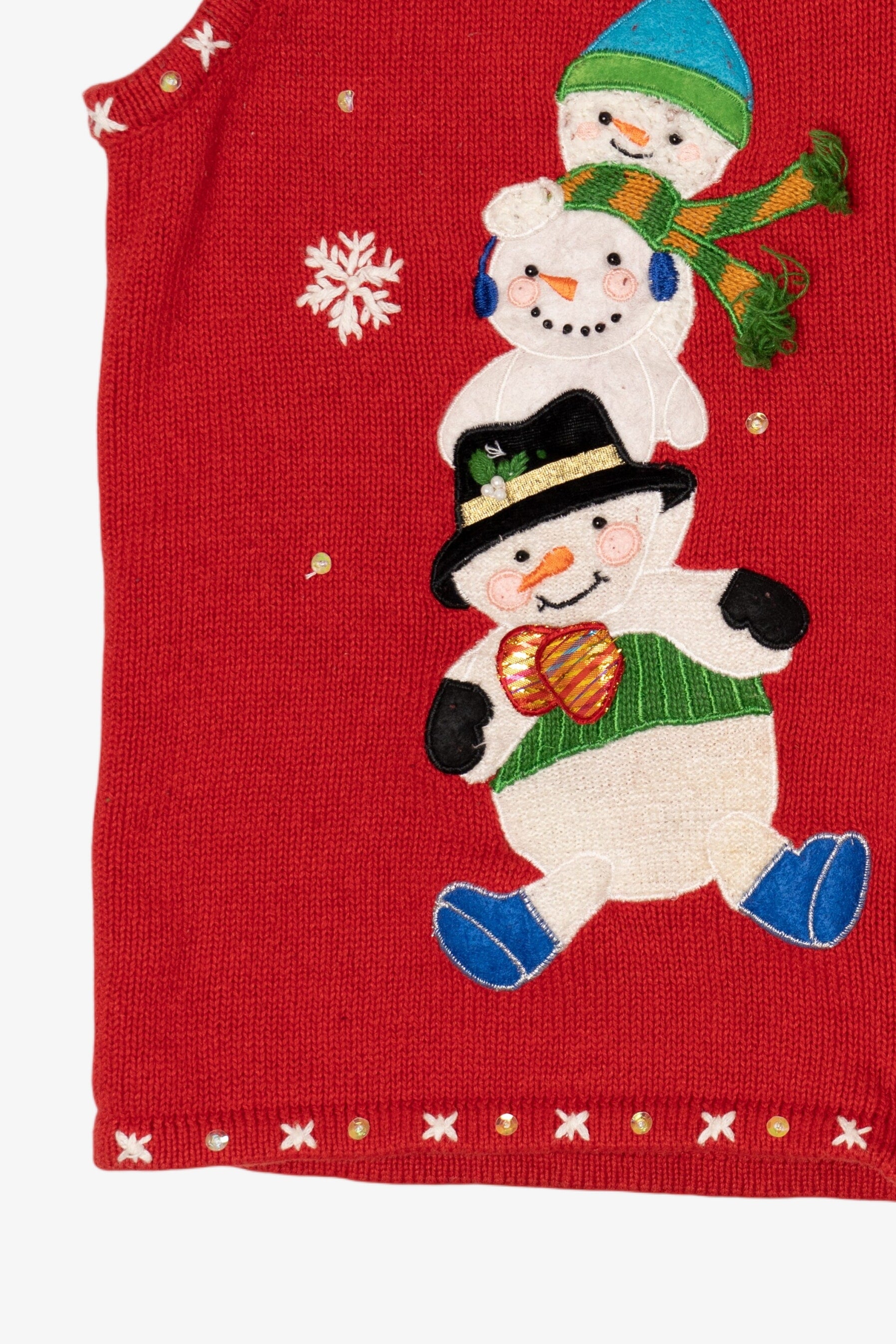 Vintage Red Mercer Street Studio Snowmen Ugly Christmas Vest