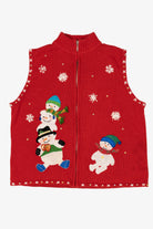 Vintage Red Mercer Street Studio Snowmen Ugly Christmas Vest