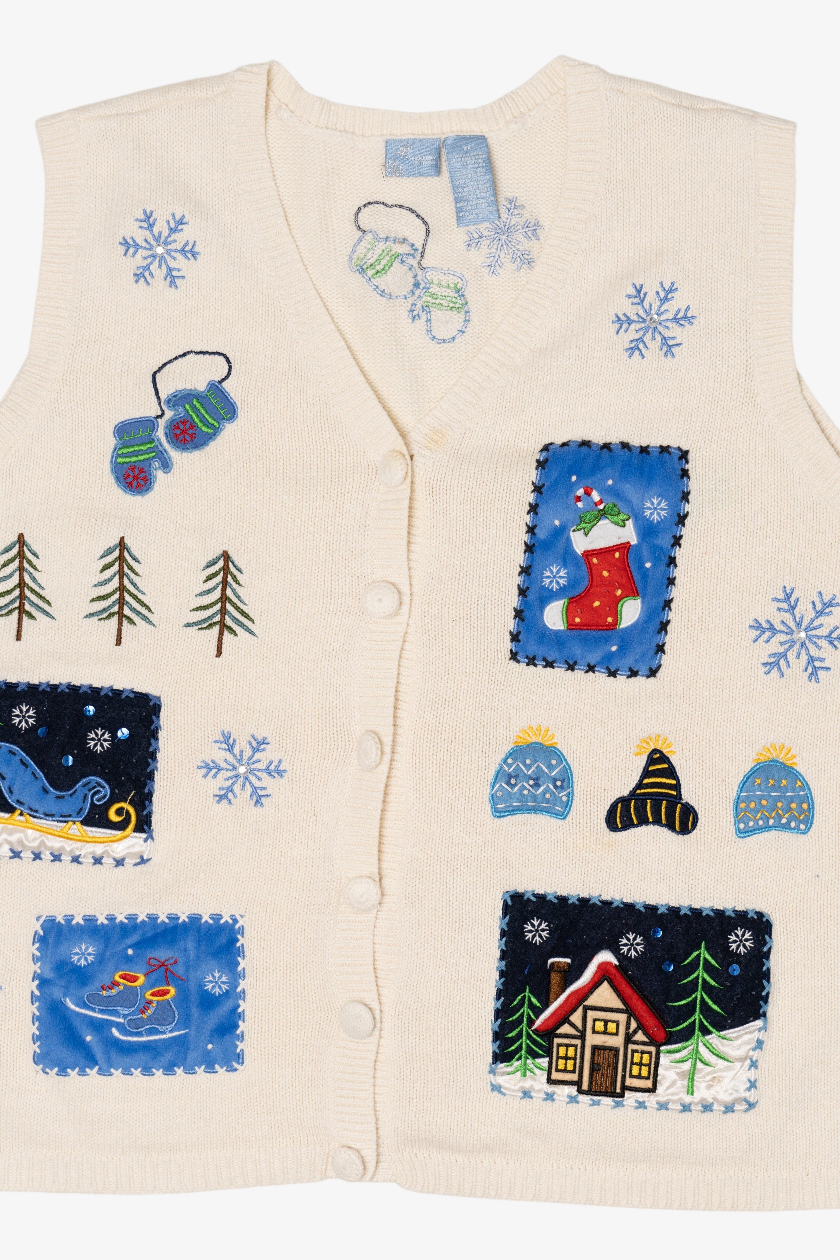 Vintage White Holiday Editions Ugly Christmas Vest (2000s)