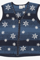 Vintage Blue C.J Banks Snowflakes Ugly Christmas Vest (2000s)
