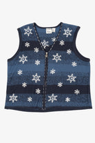 Vintage Blue C.J Banks Snowflakes Ugly Christmas Vest (2000s)