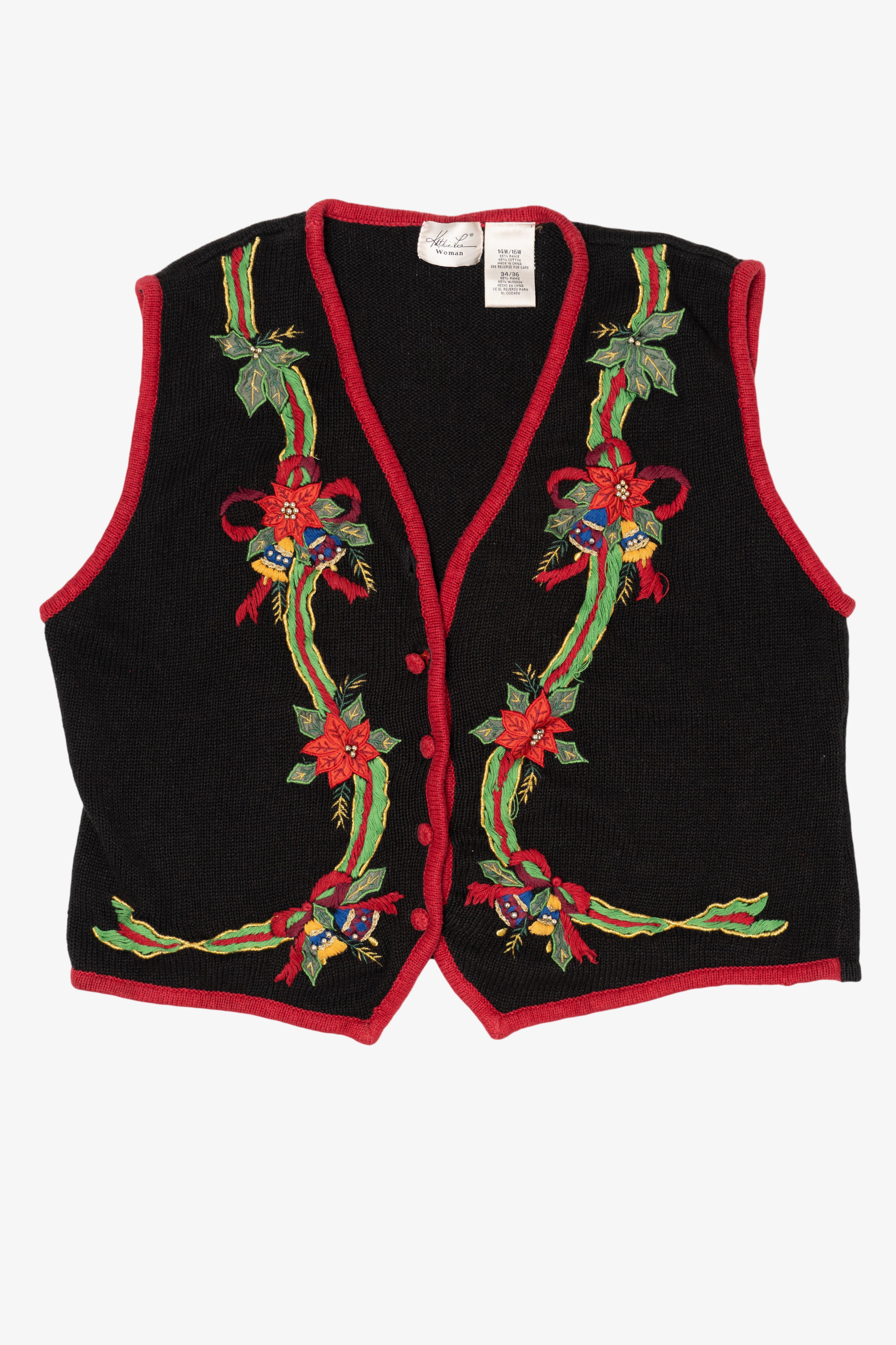 Vintage Black Kathie Lee Ugly Christmas Vest (1990s)