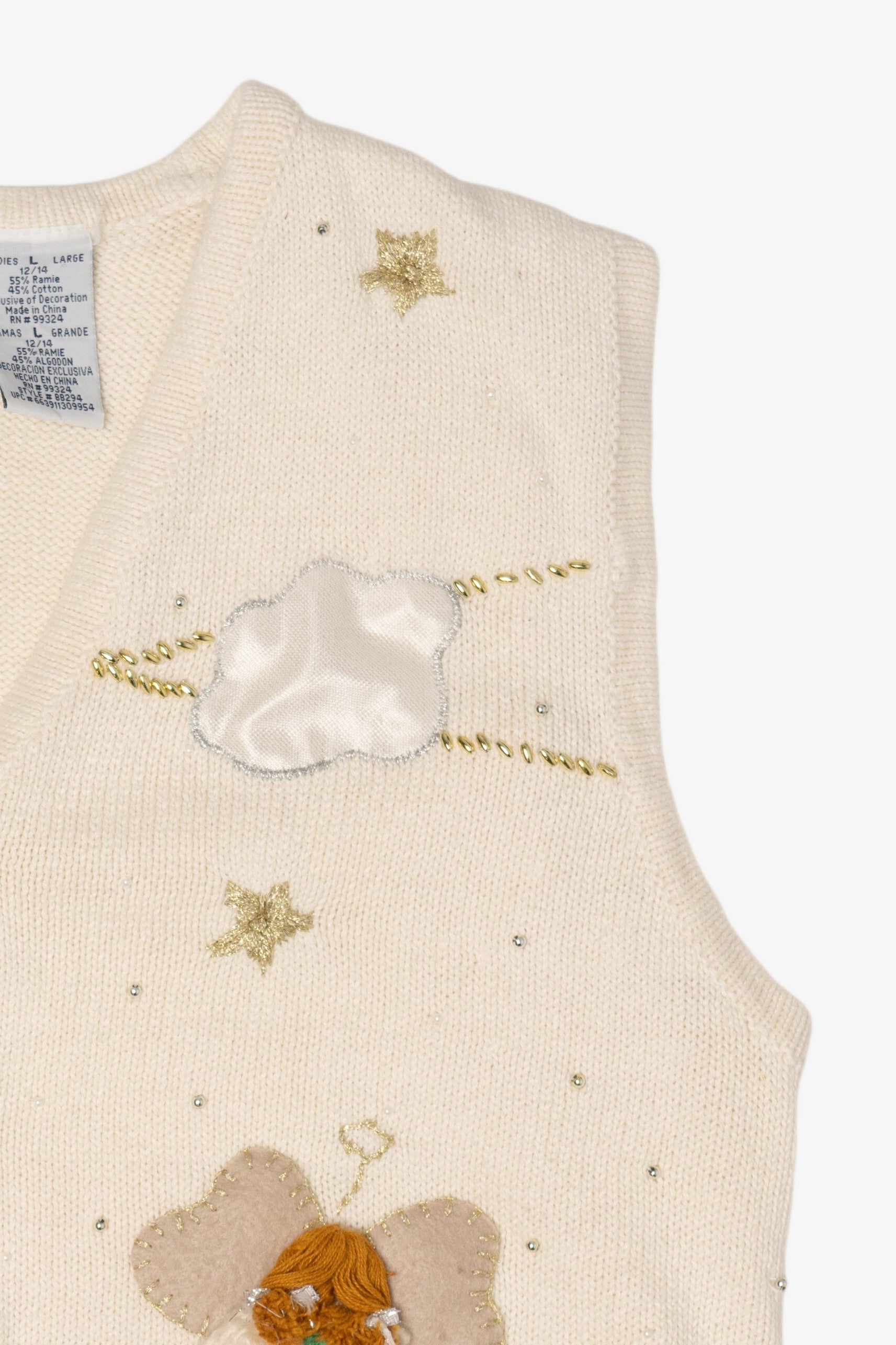 Vintage White Bobbie Brooks Angels Ugly Christmas Vest (1990s)