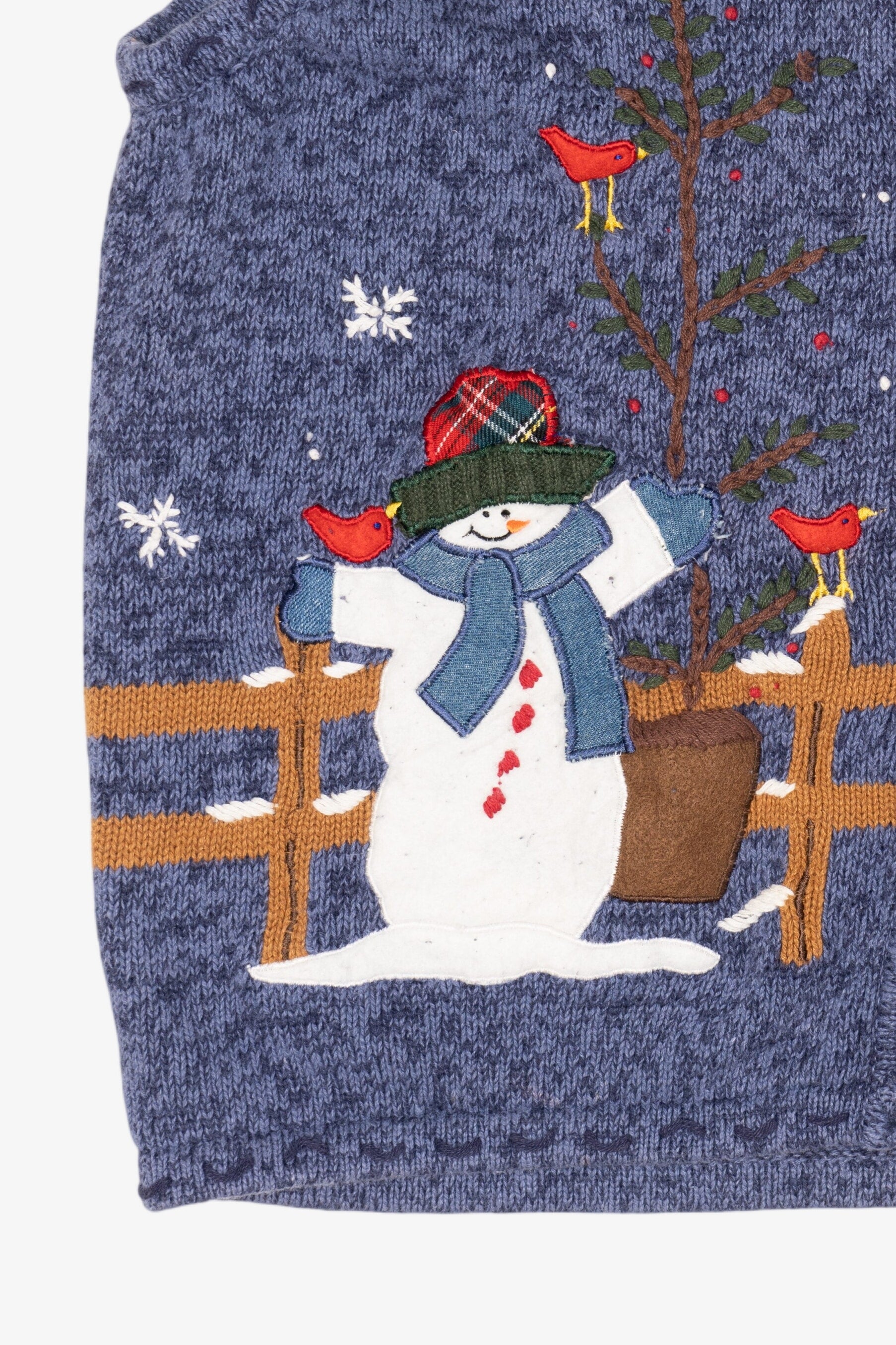 Vintage Blue Bobbie Brooks Snowmen Ugly Christmas Vest (1990s)