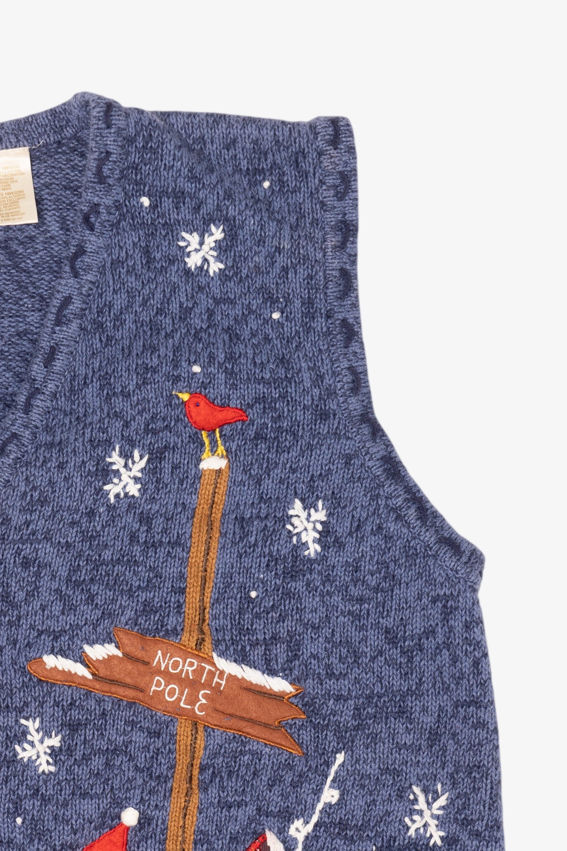 Vintage Blue Bobbie Brooks Snowmen Ugly Christmas Vest (1990s)