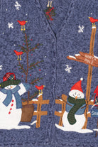 Vintage Blue Bobbie Brooks Snowmen Ugly Christmas Vest (1990s)