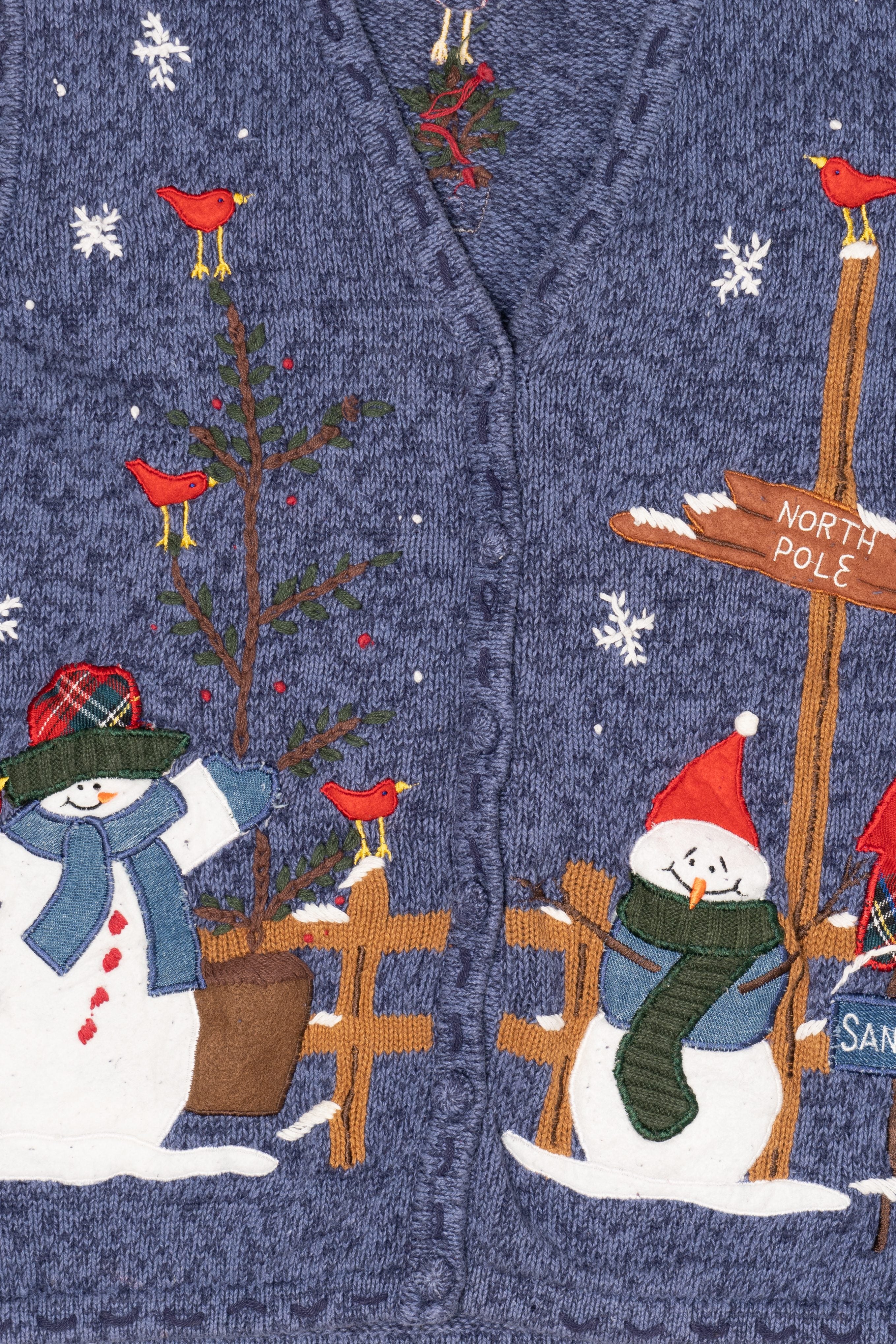 Vintage Blue Bobbie Brooks Snowmen Ugly Christmas Vest (1990s)