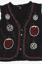 Vintage Black Reference Point 2 Ornaments Ugly Christmas Vest (2000s)