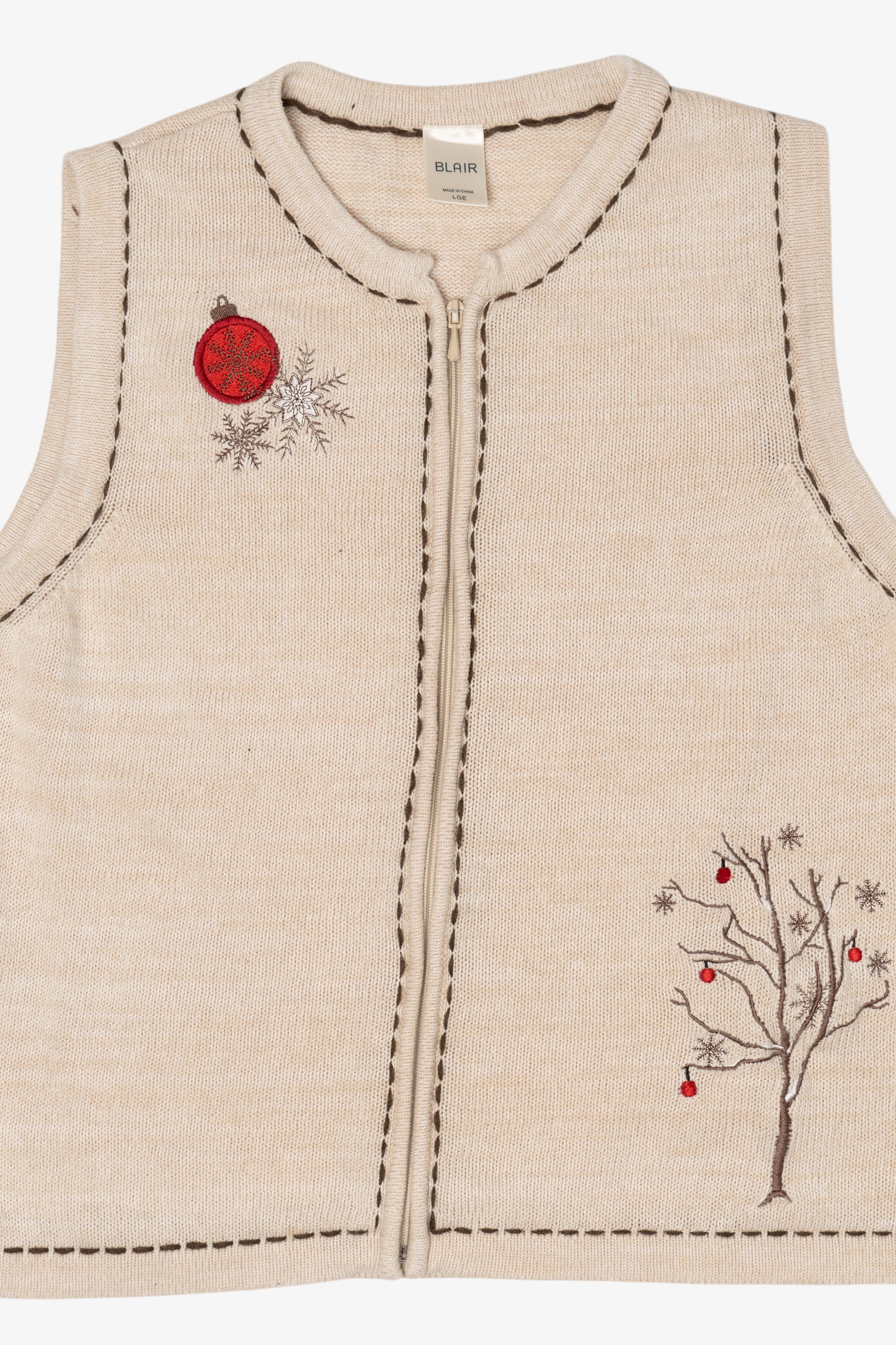 Vintage Beige Blair Ugly Christmas Vest (2000s)