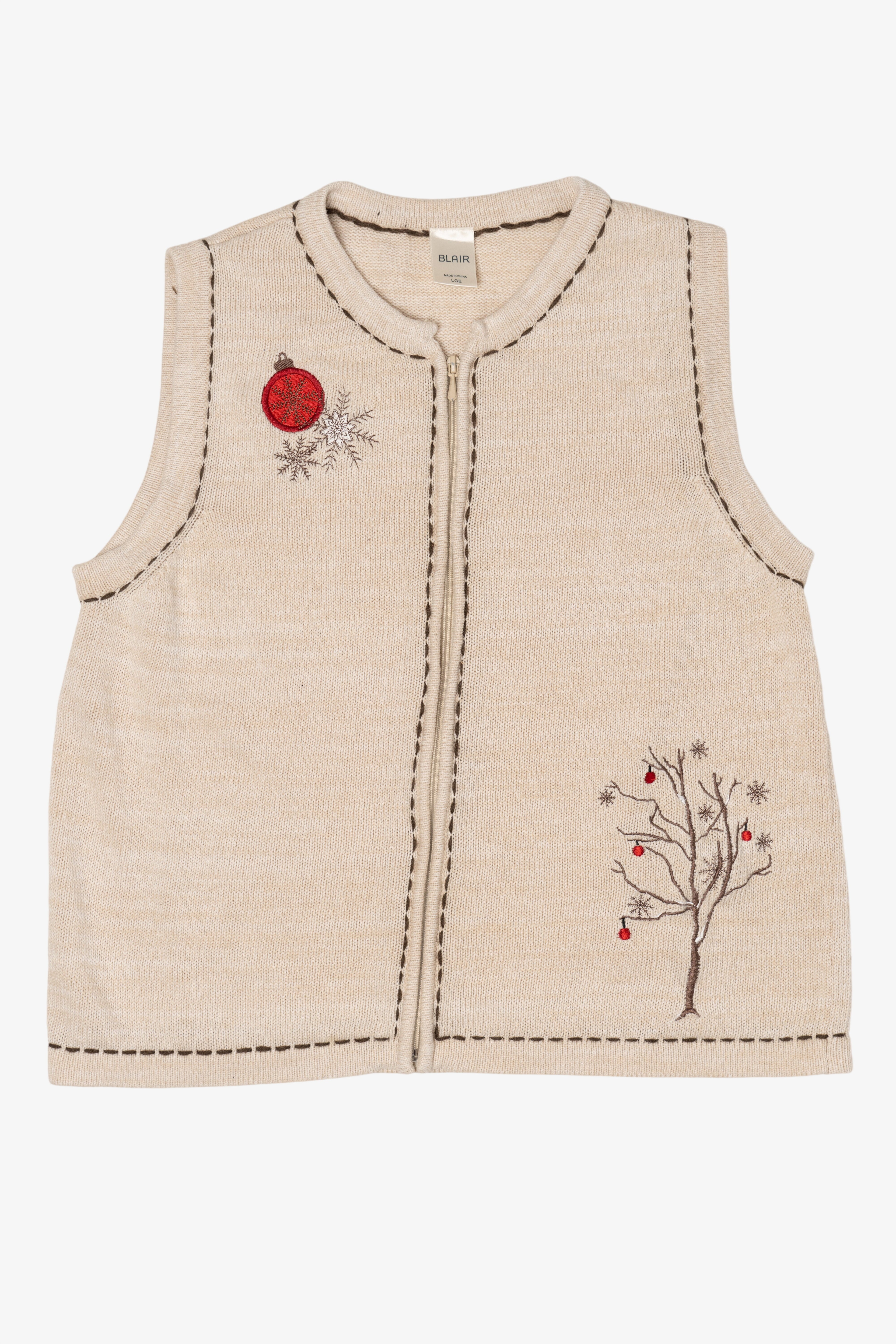 Vintage Beige Blair Ugly Christmas Vest (2000s)