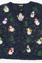 Vintage Blue Designers Originals Studio Snowmen Ugly Christmas Vest (1990s)