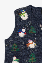 Vintage Blue Designers Originals Studio Snowmen Ugly Christmas Vest (1990s)