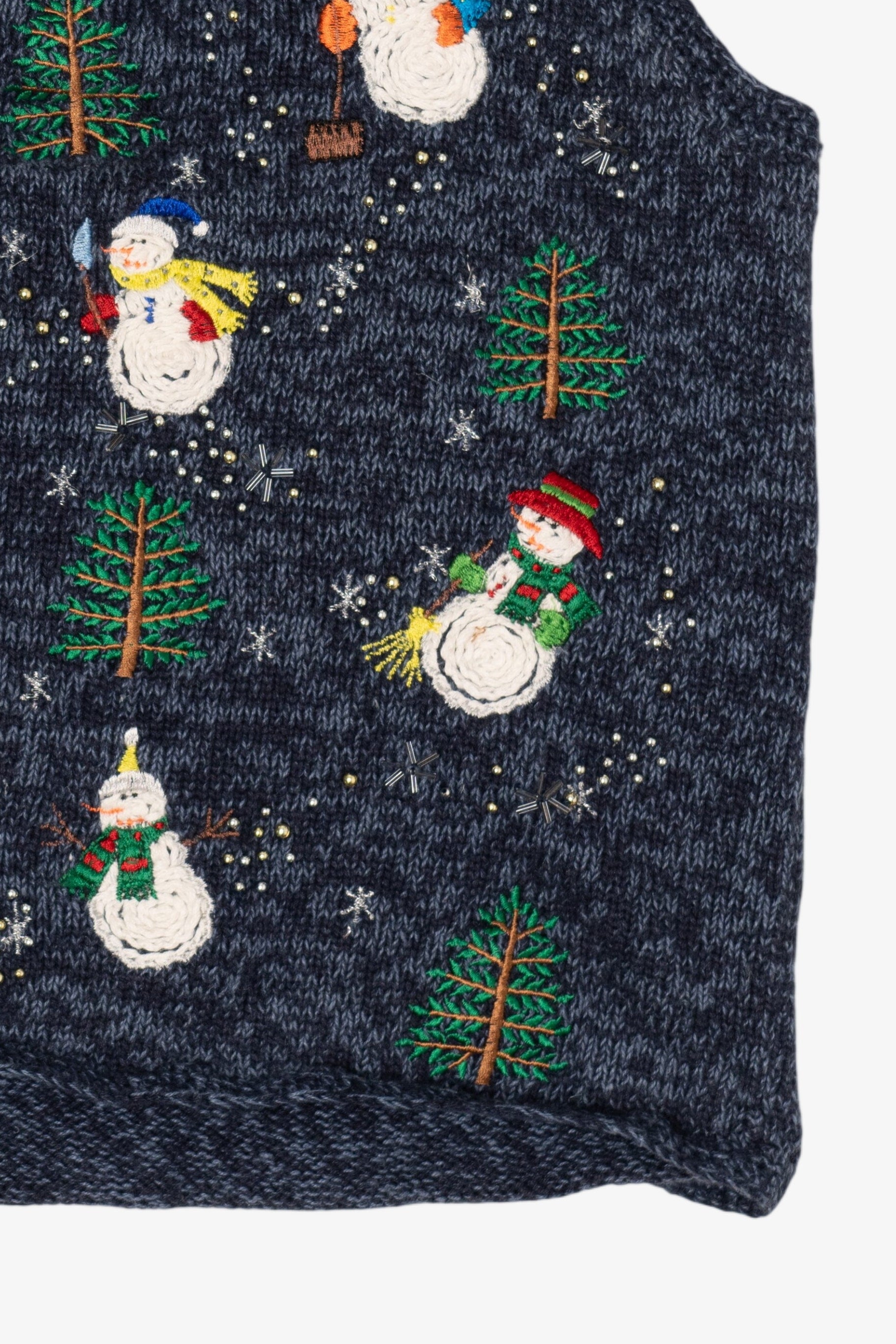 Vintage Blue Designers Originals Studio Snowmen Ugly Christmas Vest (1990s)