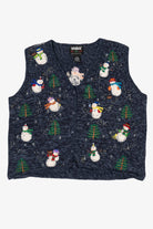Vintage Blue Designers Originals Studio Snowmen Ugly Christmas Vest (1990s)