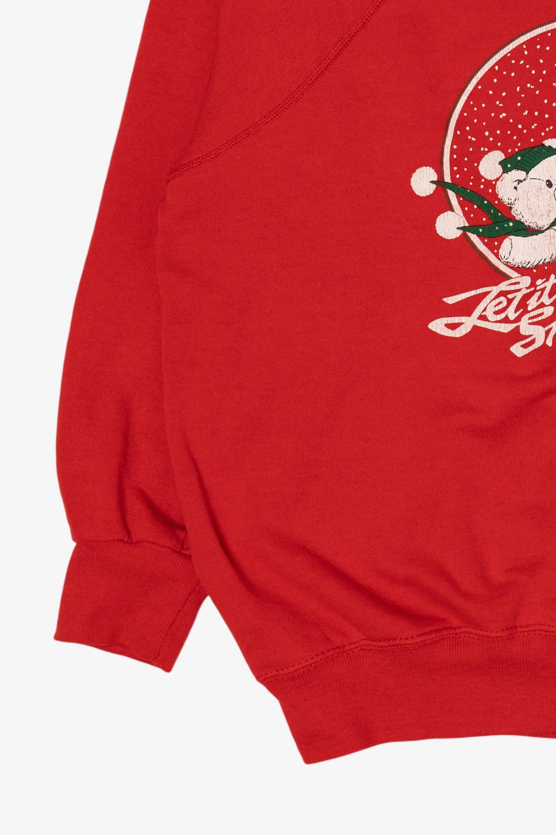 Vintage Red Bassett-Walker Bears Raglan Ugly Christmas Sweatshirt (1990s)