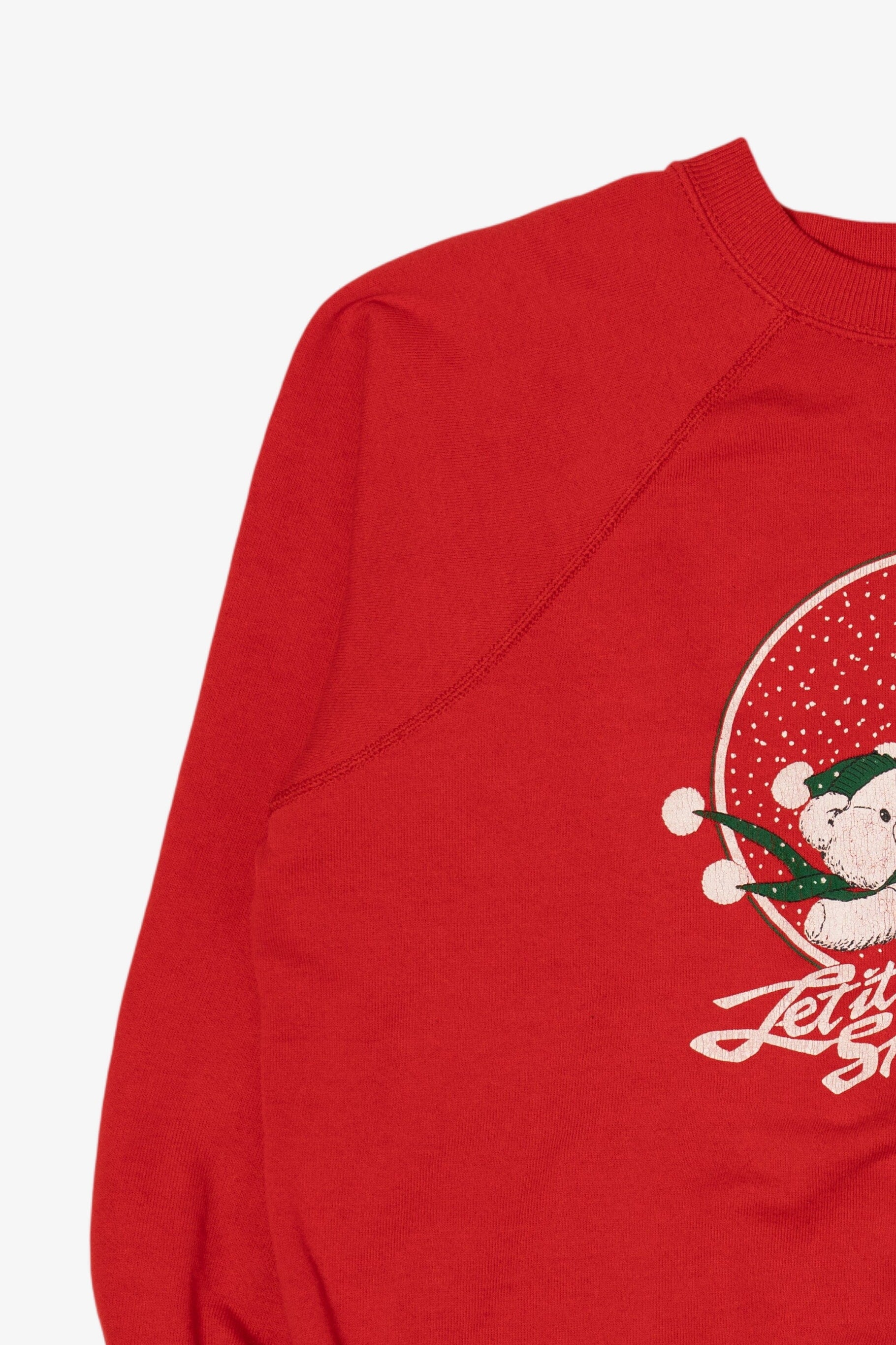 Vintage Red Bassett-Walker Bears Raglan Ugly Christmas Sweatshirt (1990s)