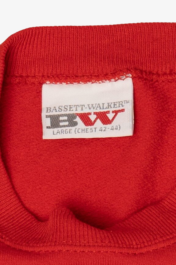 Vintage Red Bassett-Walker Bears Raglan Ugly Christmas Sweatshirt (1990s)