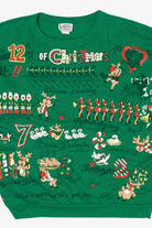 Vintage Green 12 Days Of Christmas Ugly Christmas Sweatshirt (1990s)