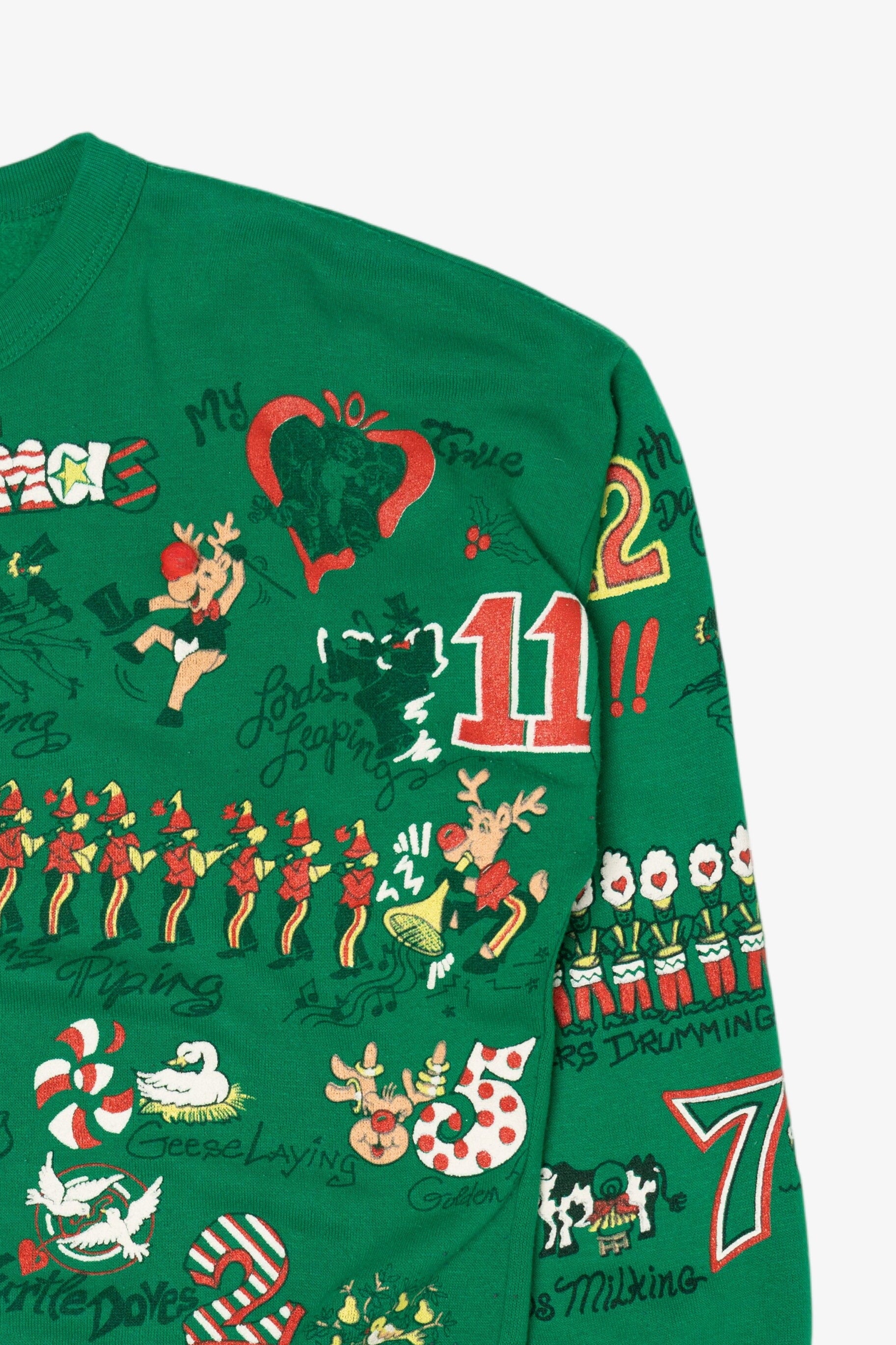 Vintage Green 12 Days Of Christmas Ugly Christmas Sweatshirt (1990s)