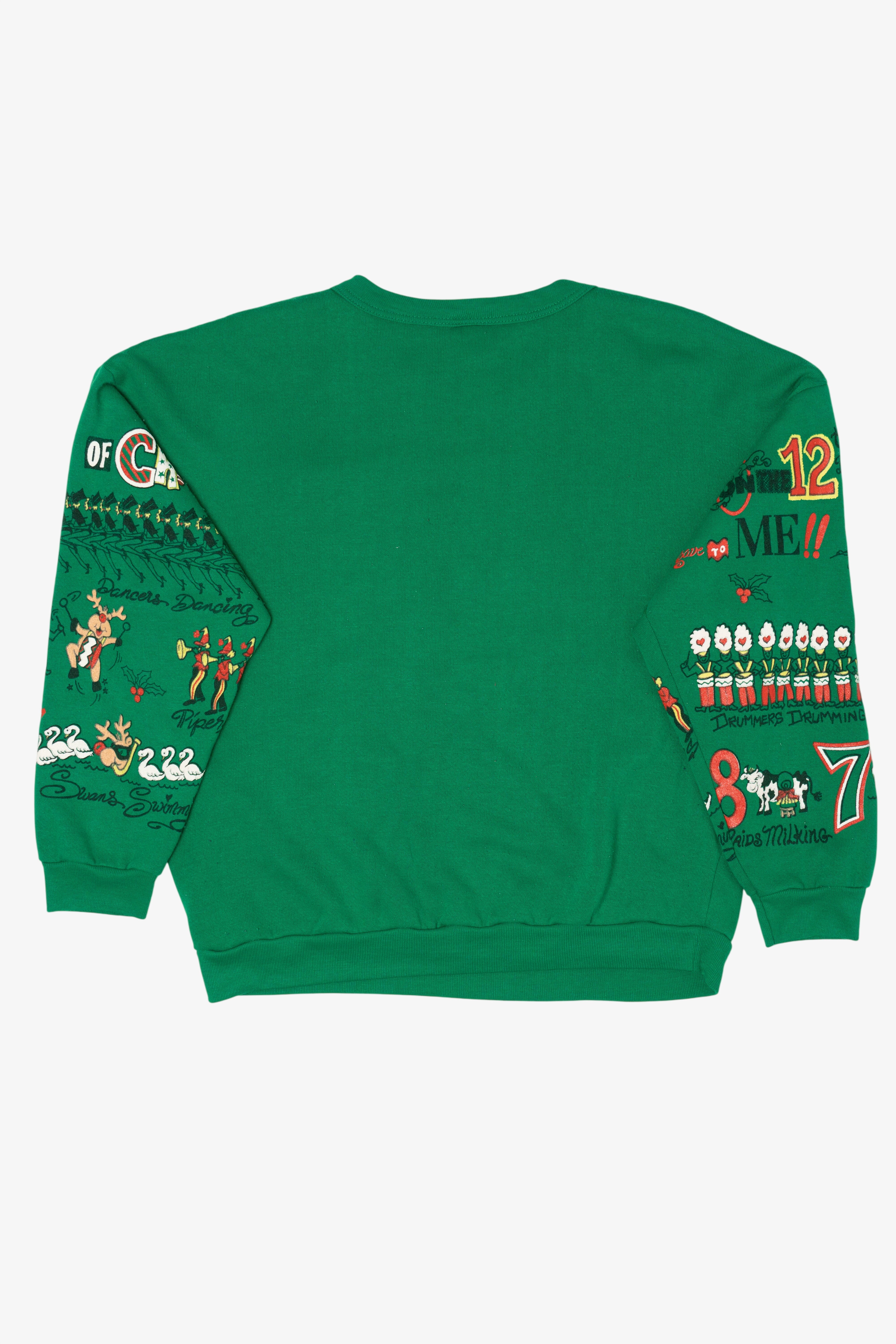 Vintage Green 12 Days Of Christmas Ugly Christmas Sweatshirt (1990s)