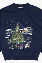 Vintage Navy Blue Basic Editions Ugly Christmas Sweatshirt (1990s)
