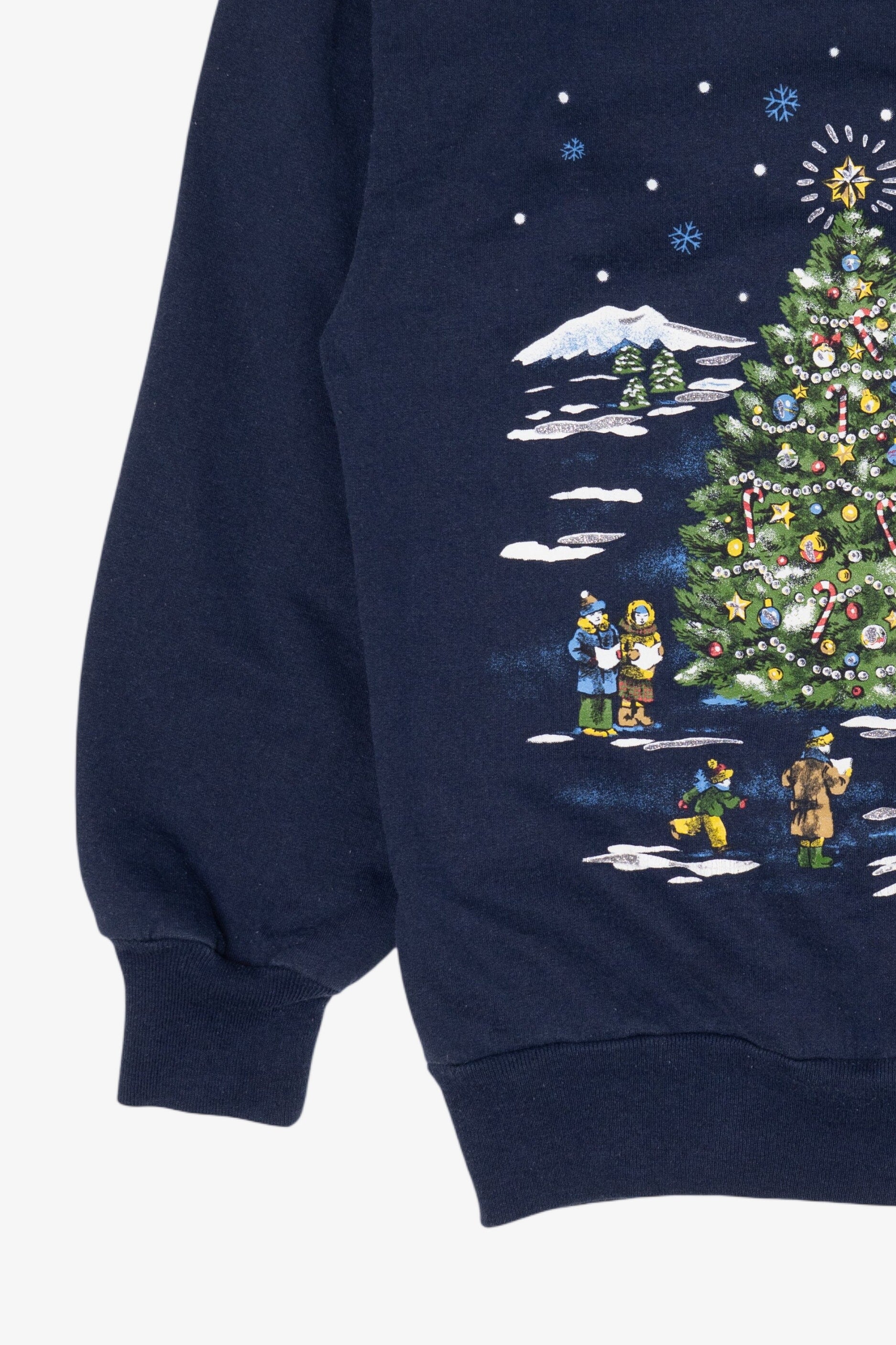 Vintage Navy Blue Basic Editions Ugly Christmas Sweatshirt (1990s)