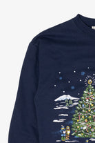 Vintage Navy Blue Basic Editions Ugly Christmas Sweatshirt (1990s)