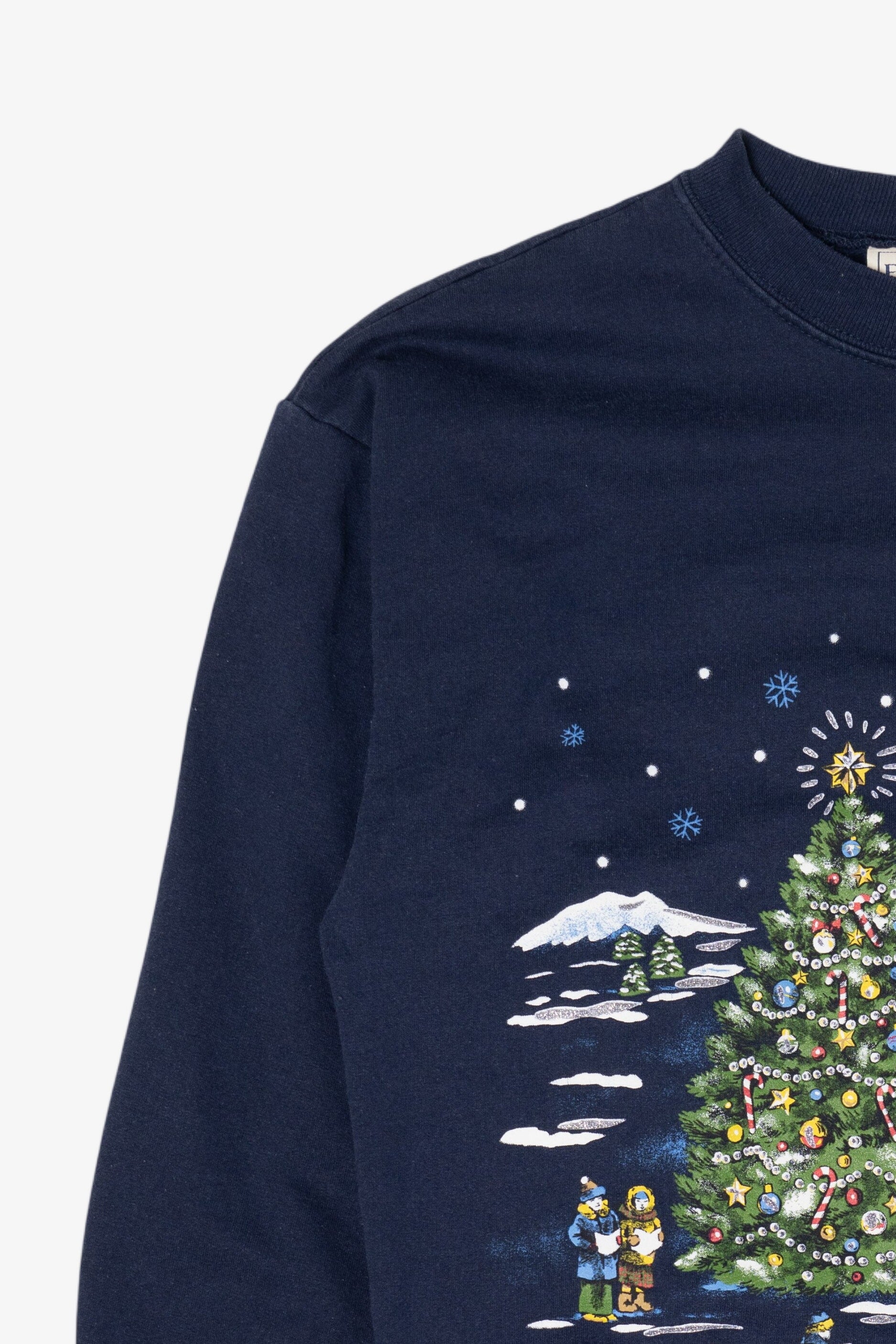 Vintage Navy Blue Basic Editions Ugly Christmas Sweatshirt (1990s)