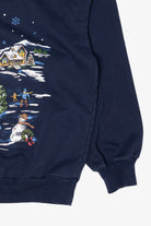 Vintage Navy Blue Basic Editions Ugly Christmas Sweatshirt (1990s)