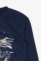 Vintage Navy Blue Basic Editions Ugly Christmas Sweatshirt (1990s)