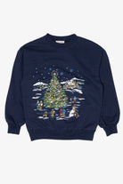 Vintage Navy Blue Basic Editions Ugly Christmas Sweatshirt (1990s)