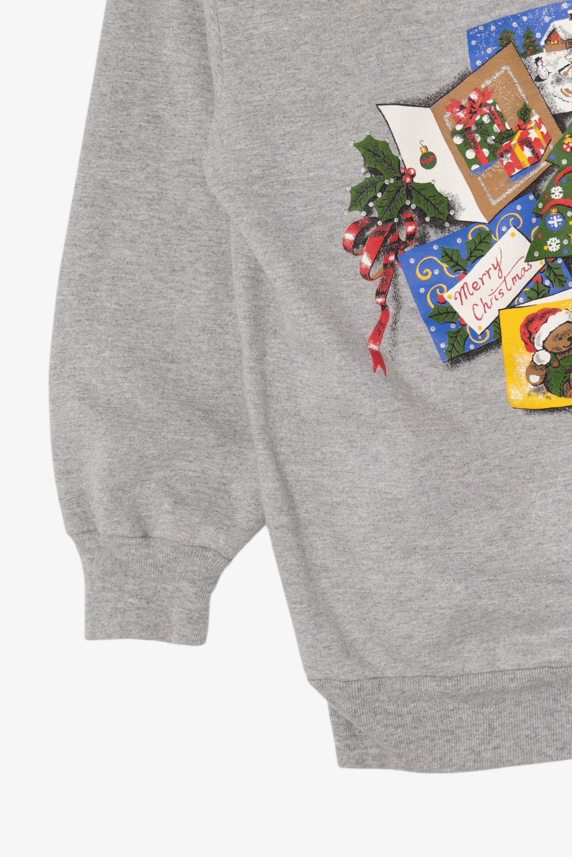 Vintage Gray Basic Editions Ugly Christmas Sweatshirt (1990s)