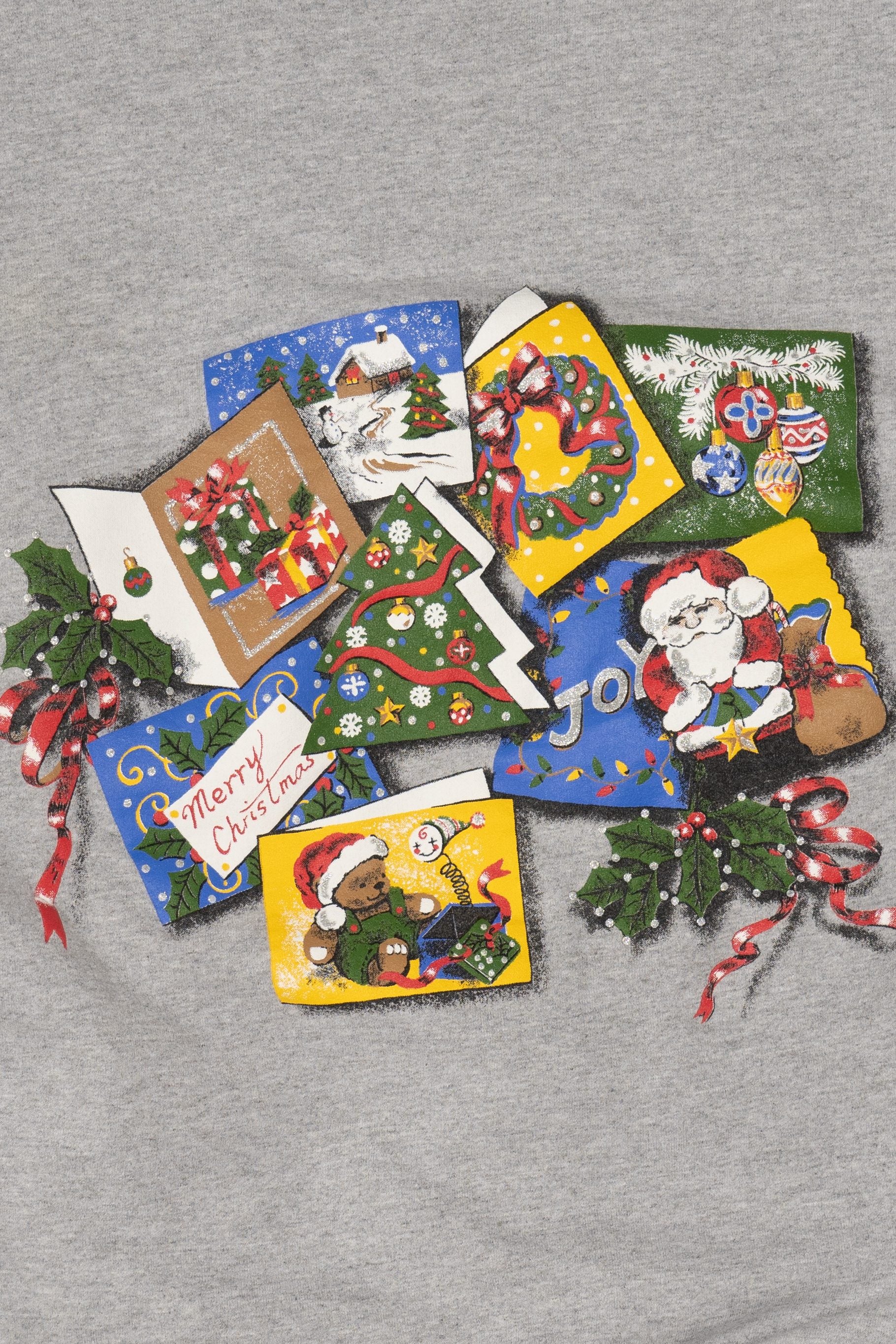 Vintage Gray Basic Editions Ugly Christmas Sweatshirt (1990s)