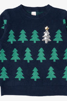 Navy Blue Holiday Time Trees Ugly Christmas Pullover (2010s)