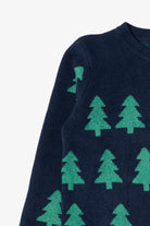 Navy Blue Holiday Time Trees Ugly Christmas Pullover (2010s)