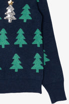 Navy Blue Holiday Time Trees Ugly Christmas Pullover (2010s)