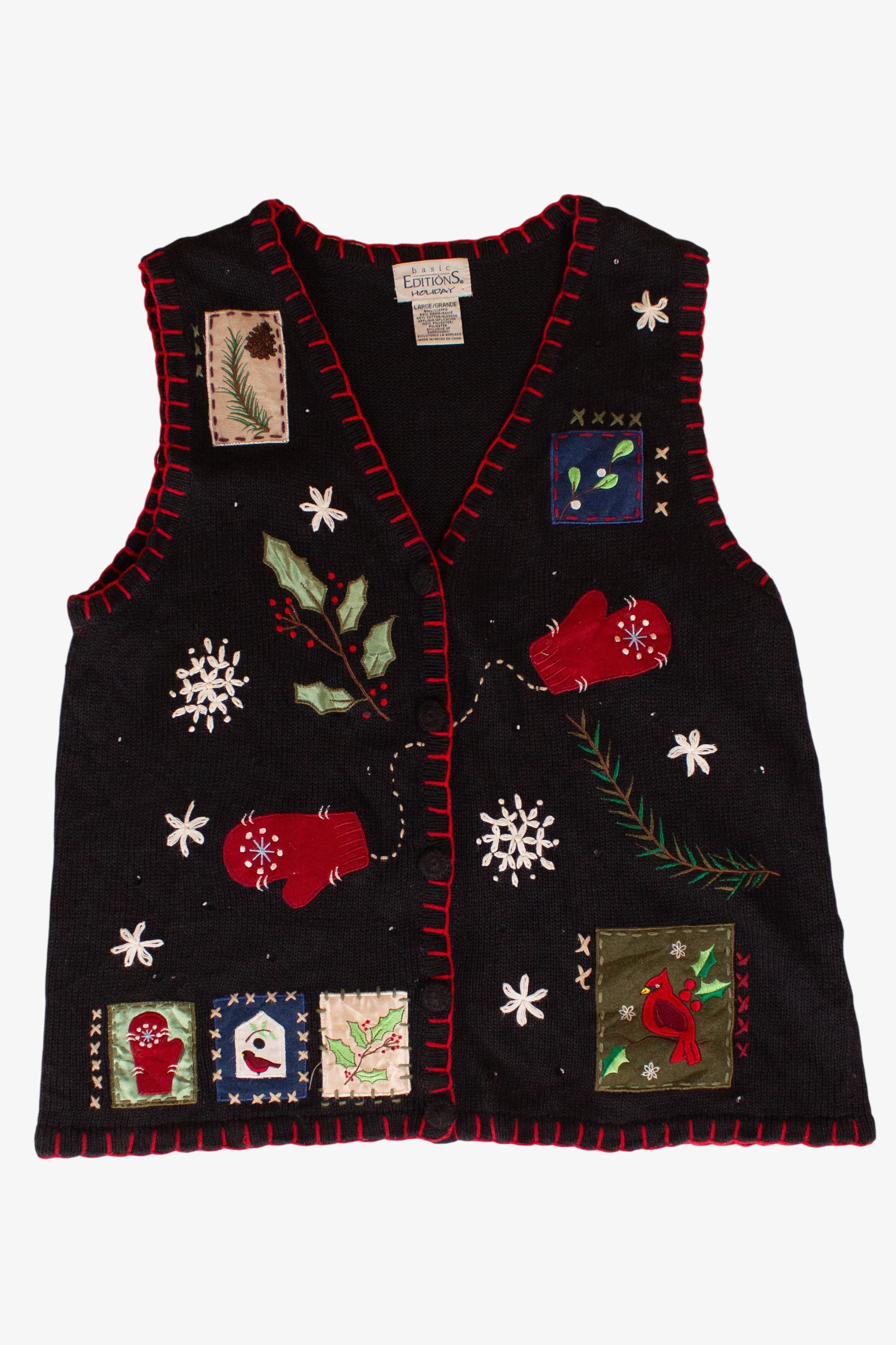 Vintage Black Basic Editions Ugly Christmas Vest (1990s)