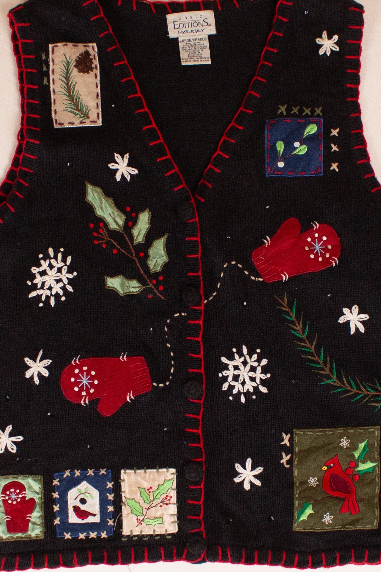 Vintage Black Basic Editions Ugly Christmas Vest (1990s)