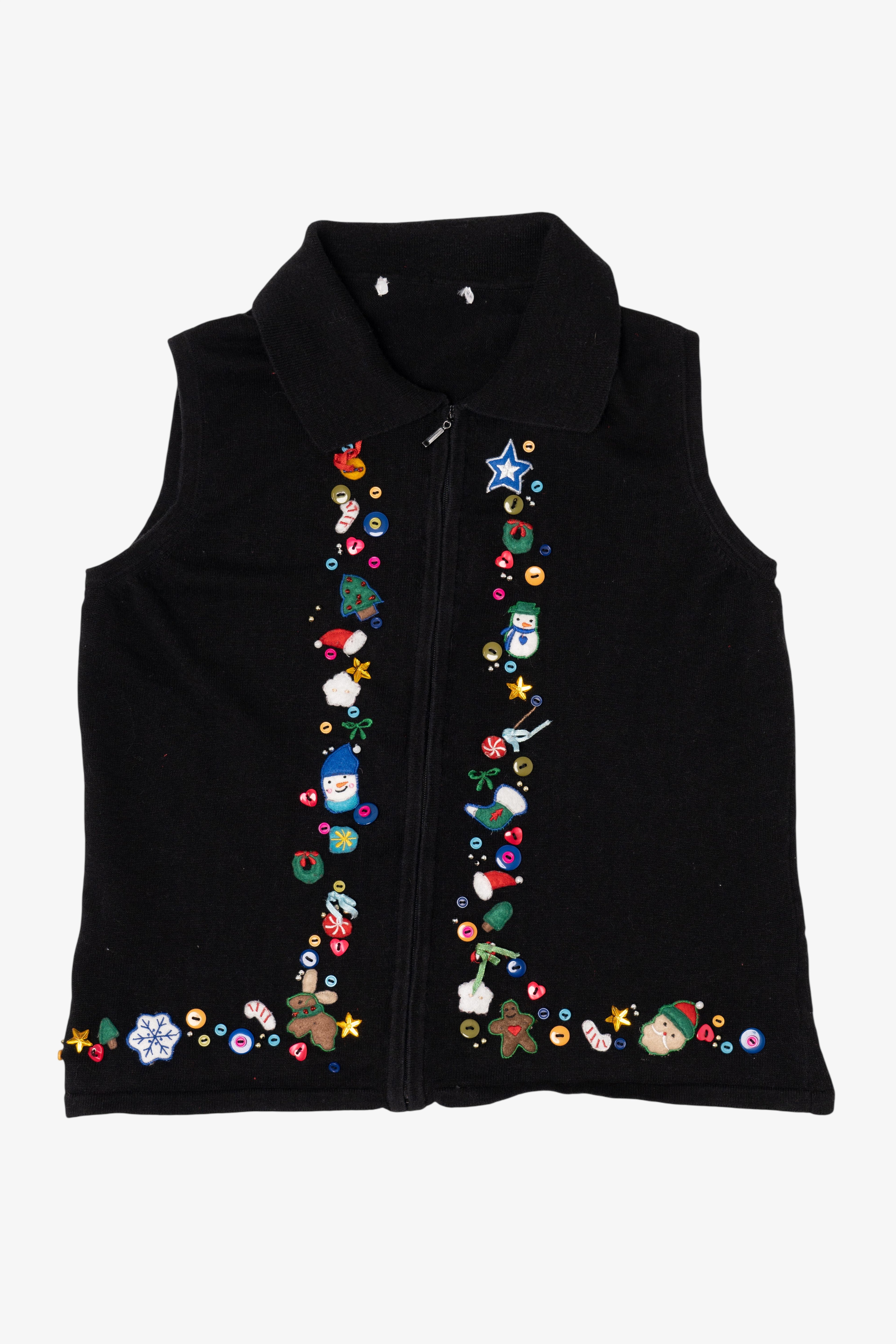 Vintage Black Buttons Ugly Christmas Vest (1990s)