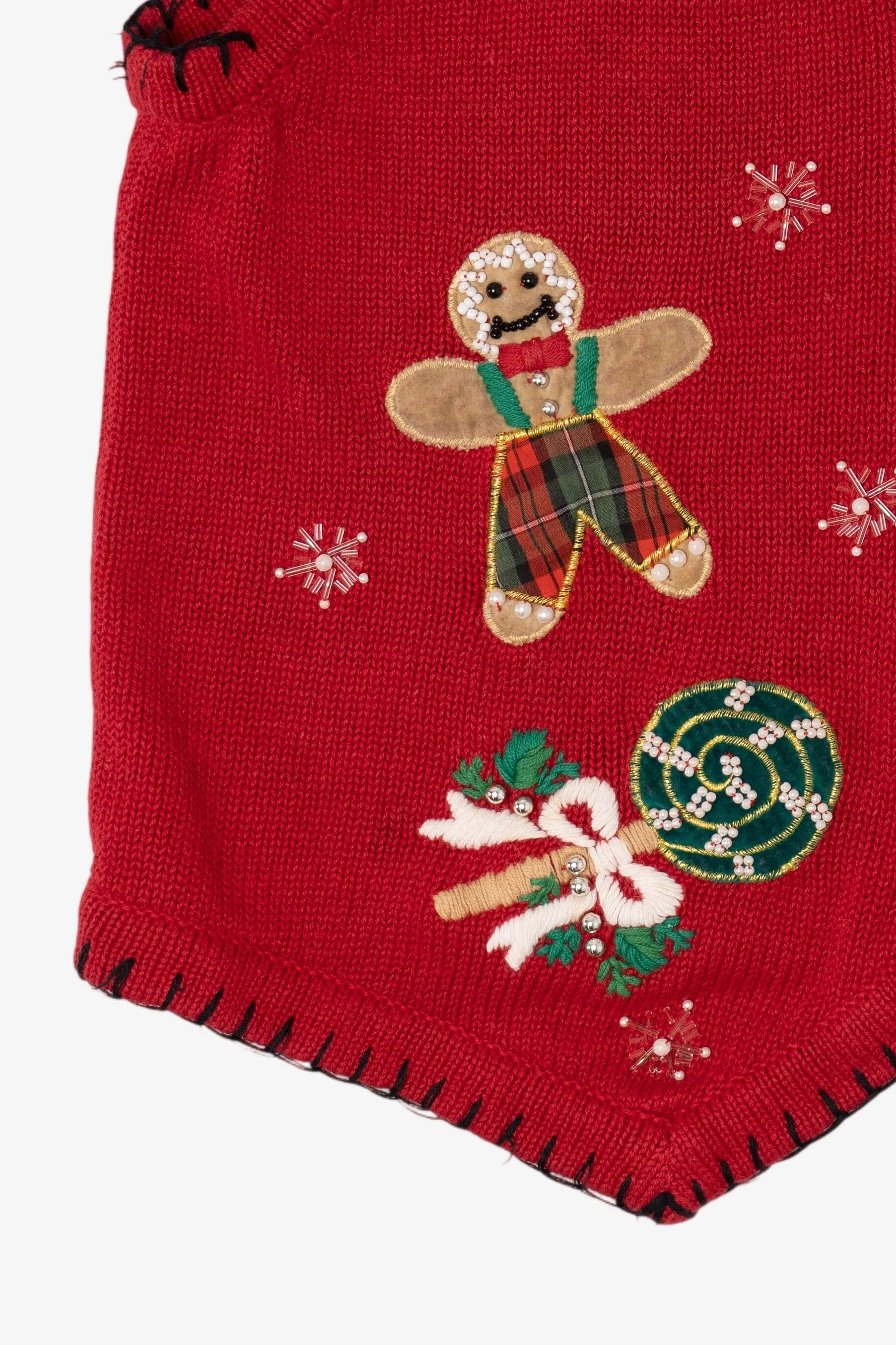 Vintage Red Victoria Jones Gingerbread Ugly Christmas Vest (1990s)