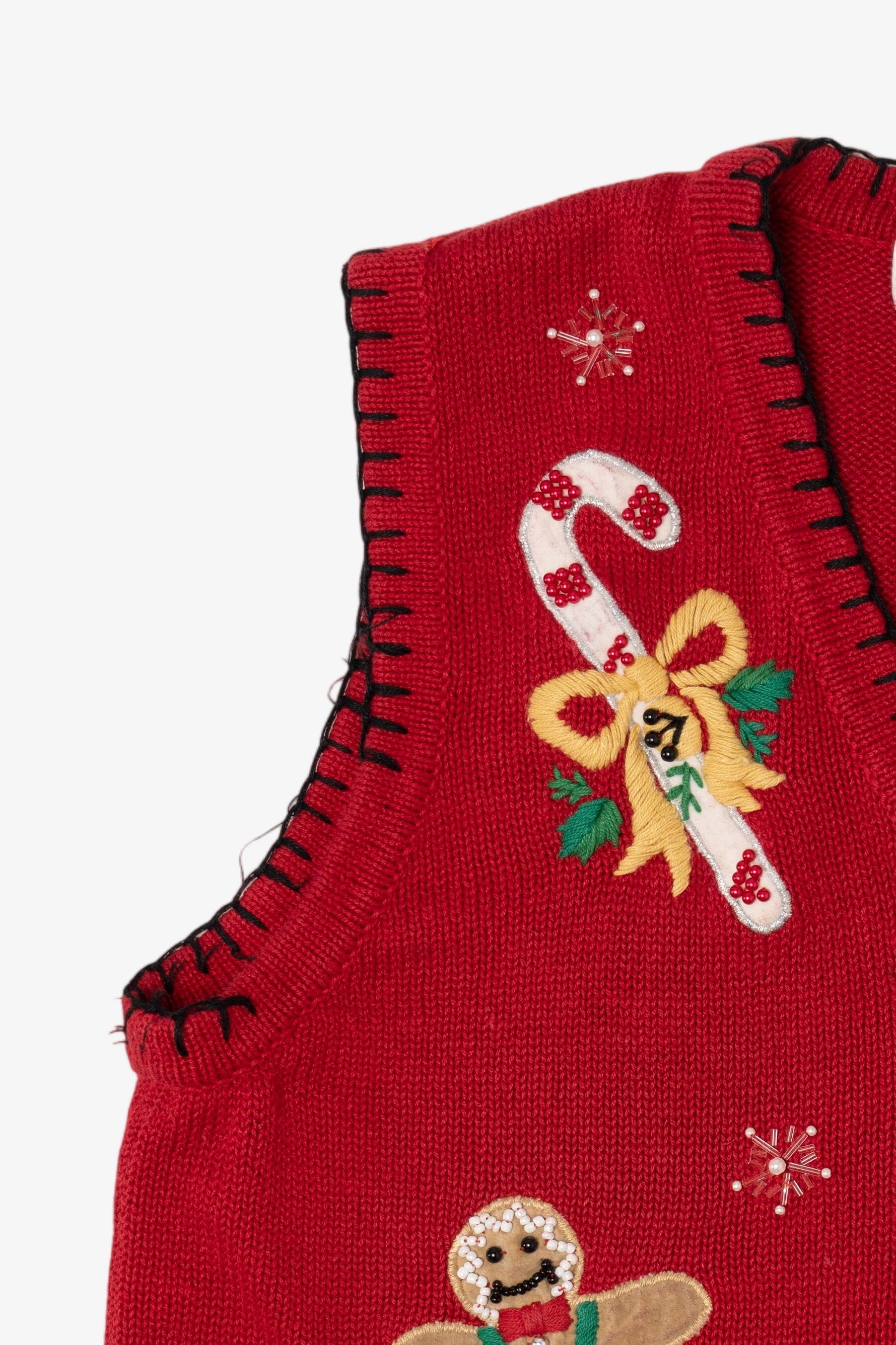 Vintage Red Victoria Jones Gingerbread Ugly Christmas Vest (1990s)