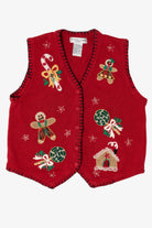 Vintage Red Victoria Jones Gingerbread Ugly Christmas Vest (1990s)