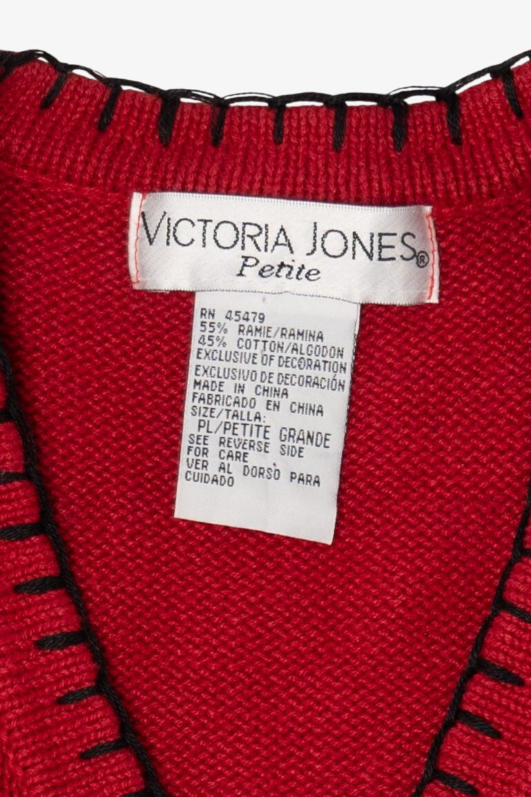 Vintage Red Victoria Jones Gingerbread Ugly Christmas Vest (1990s)