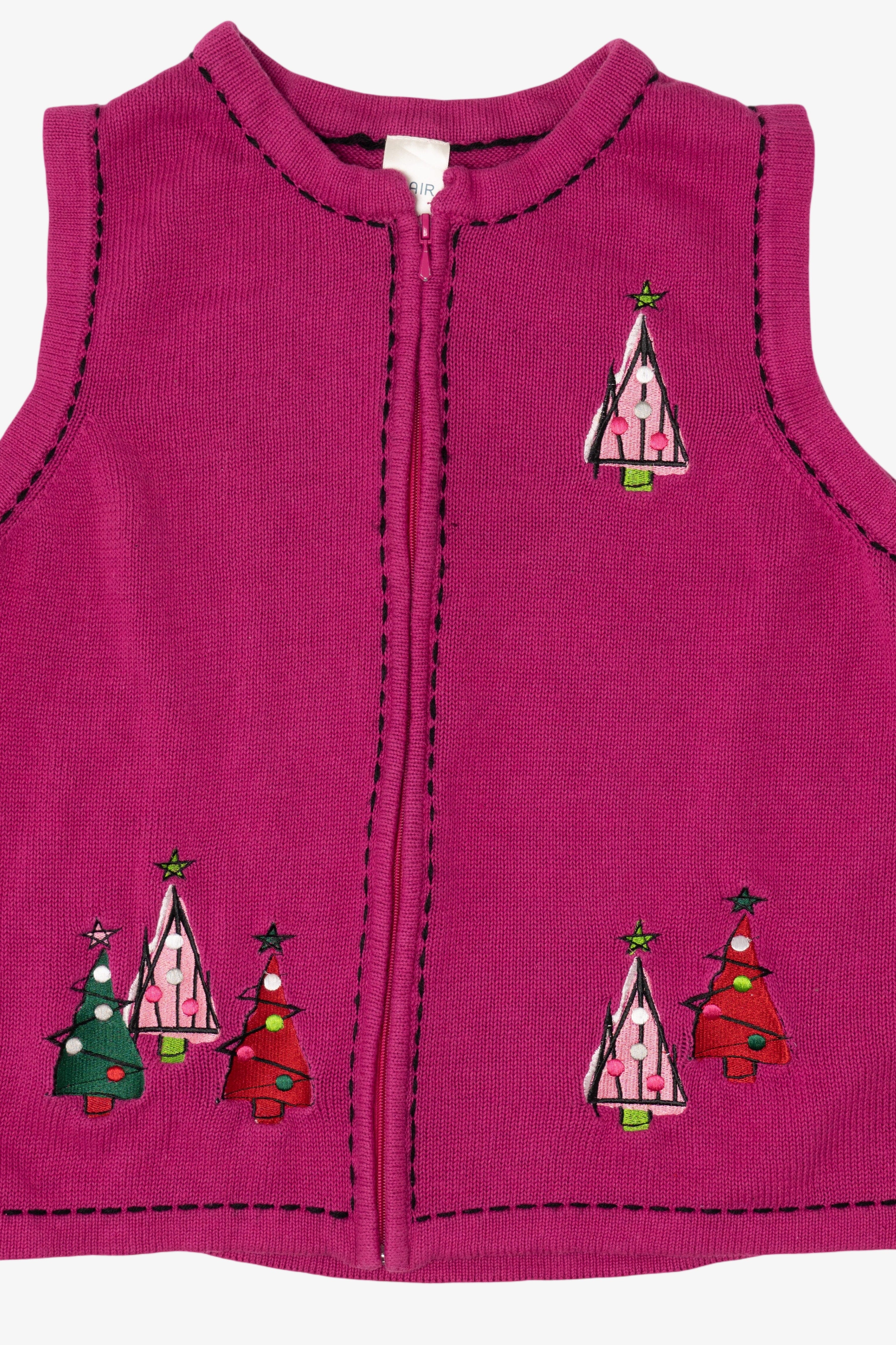 Vintage Pink Blair Trees Ugly Christmas Vest (2000s)