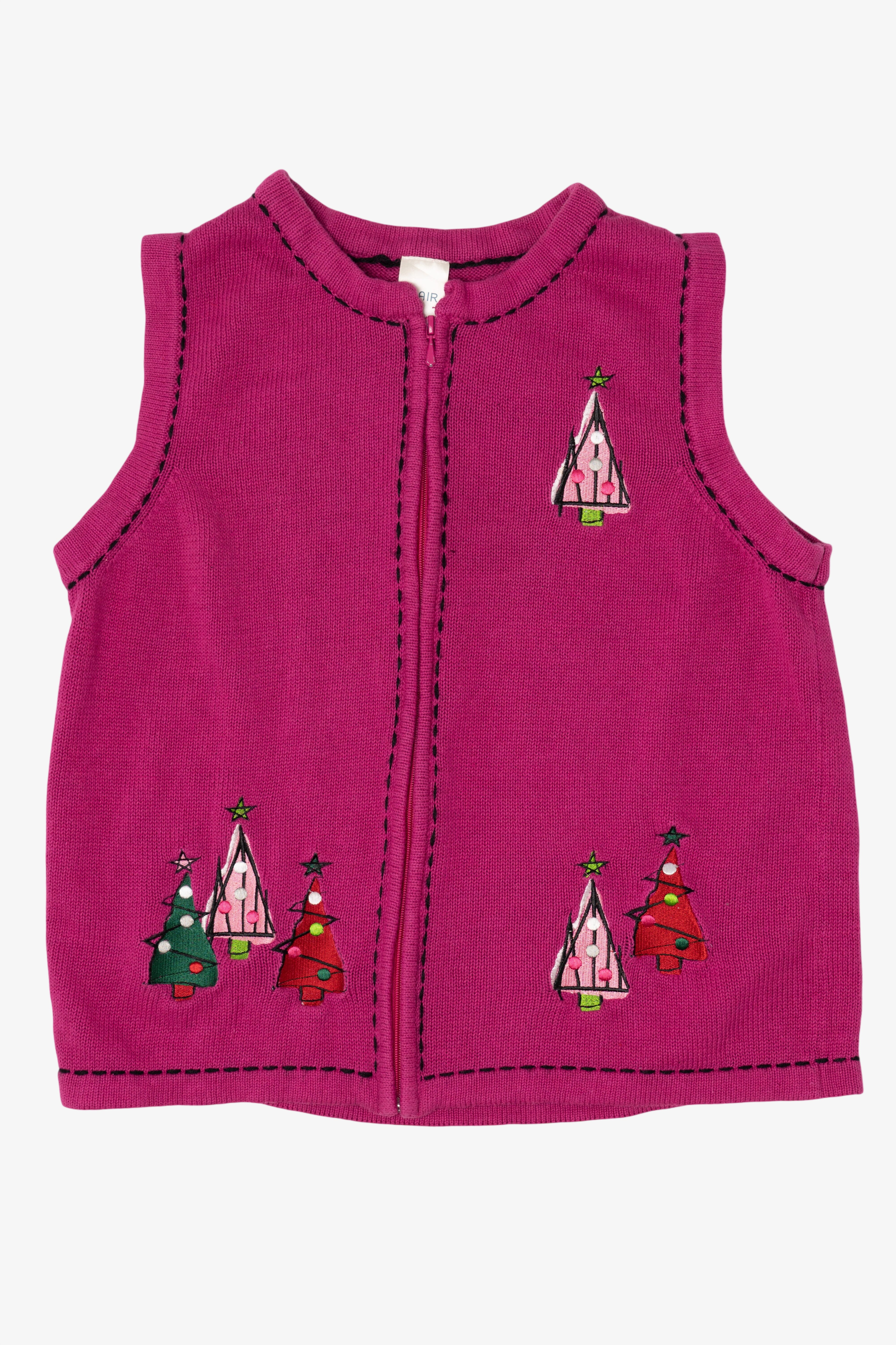 Vintage Pink Blair Trees Ugly Christmas Vest (2000s)