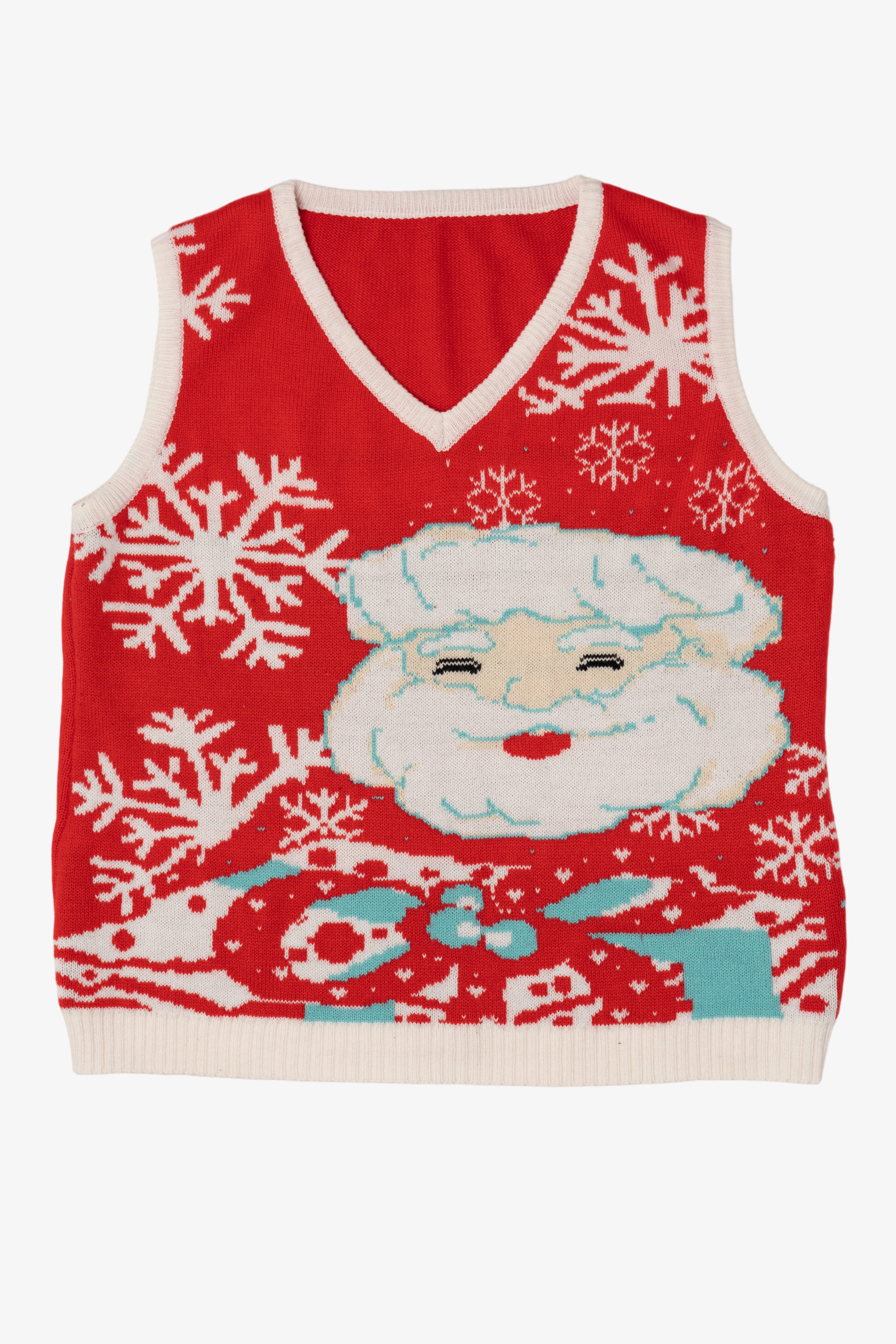 Vintage Red Santa Face Ugly Christmas Vest (2000s)