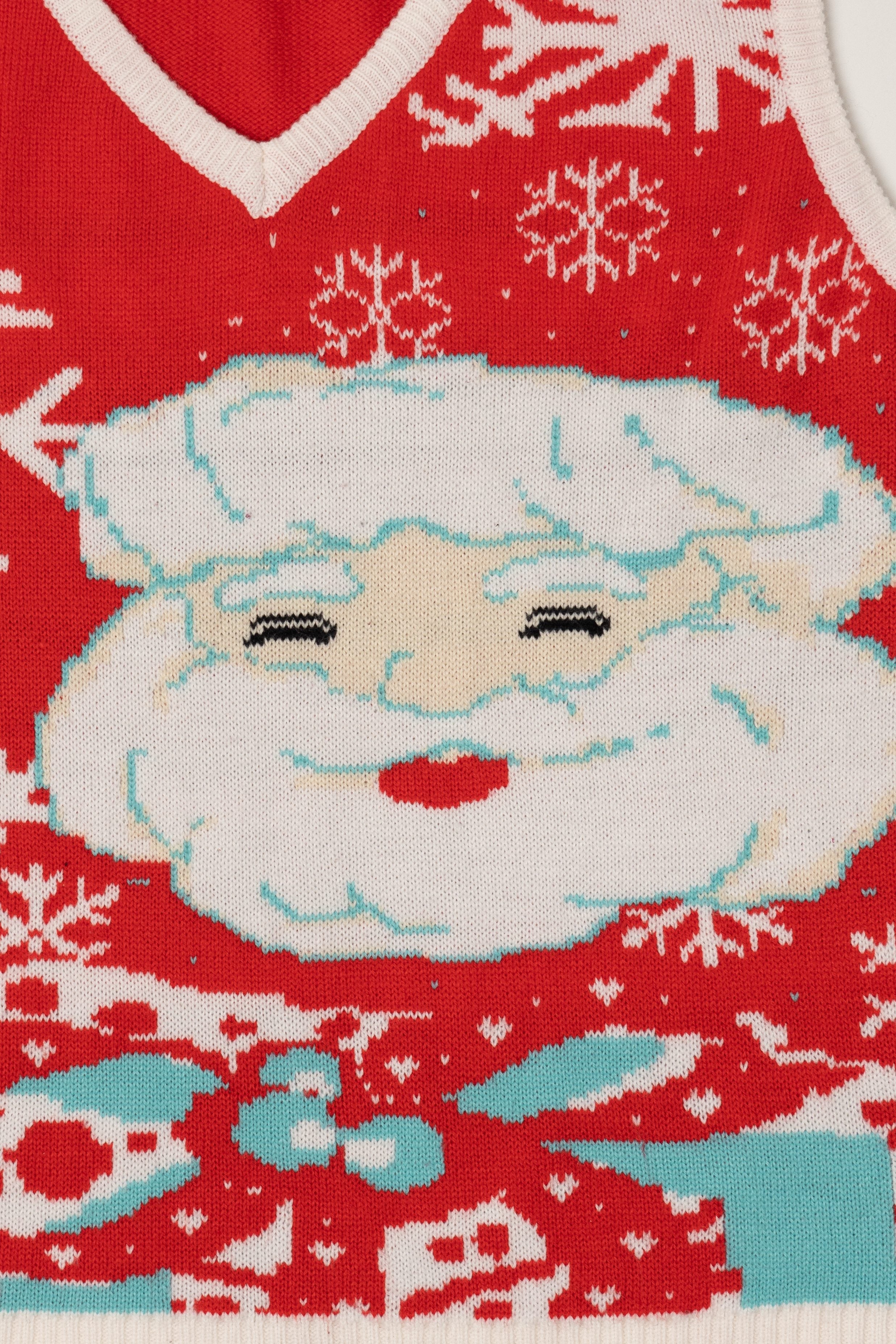 Vintage Red Santa Face Ugly Christmas Vest (2000s)