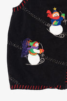 Vintage Black Holiday Editions Snowmen Ugly Christmas Vest (1990s)